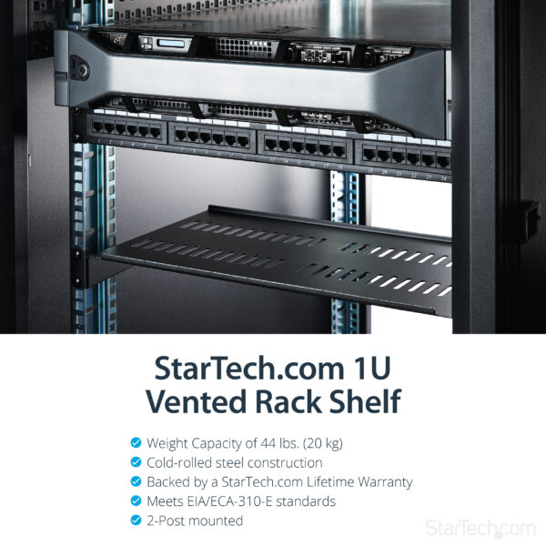 StarTech.com 1U Server Rack Shelf - Universal Vented Rack Mount StarTech.com 1U Server Rack Shelf - Universal Vented Rack Mount