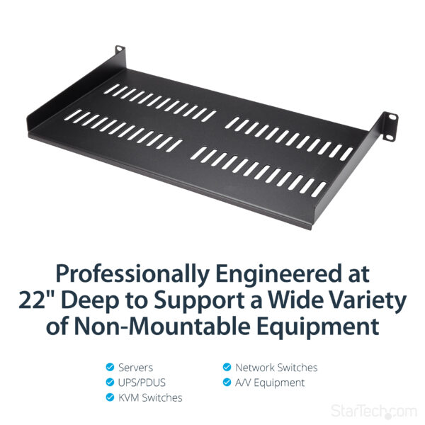 StarTech.com 1U Server Rack Shelf - Universal Vented Rack Mount StarTech.com 1U Server Rack Shelf - Universal Vented Rack Mount