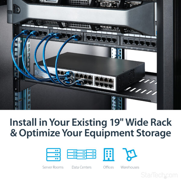 StarTech.com 1U Server Rack Shelf - Universal Vented Rack Mount StarTech.com 1U Server Rack Shelf - Universal Vented Rack Mount