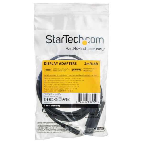 StarTech.com 6ft (2m) USB C to DisplayPort 1.4 Cable 8K 60Hz/4K StarTech.com 6ft (2m) USB C to DisplayPort 1.4 Cable 8K 60Hz/4K