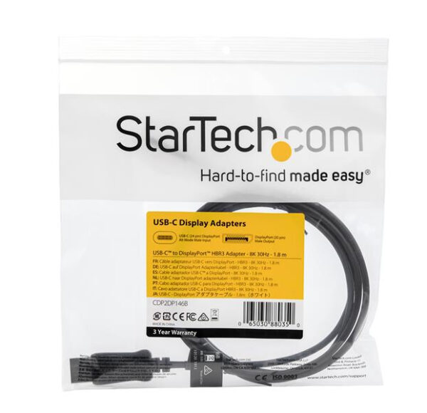 StarTech.com 6ft/1.8m USB C to DisplayPort 1.4 Cable - 4K/5K/8K USB