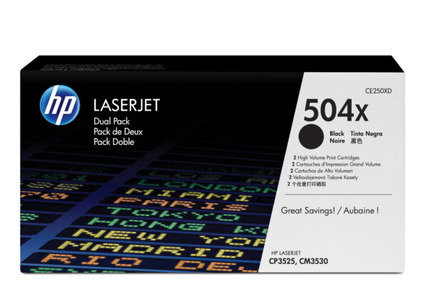 HP 504X 2-pack High Yield Black Original LaserJet Toner Cartridges HP 504X 2-pack High Yield Black Original LaserJet Toner Cartridges