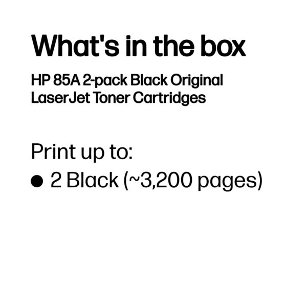 HP 85A 2-pack Black Original LaserJet Toner Cartridges HP 85A 2-pack Black Original LaserJet Toner Cartridges