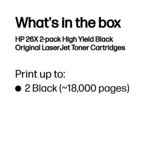 HP 26X 2-pack High Yield Black Original LaserJet Toner Cartridges HP 26X 2-pack High Yield Black Original LaserJet Toner Cartridges