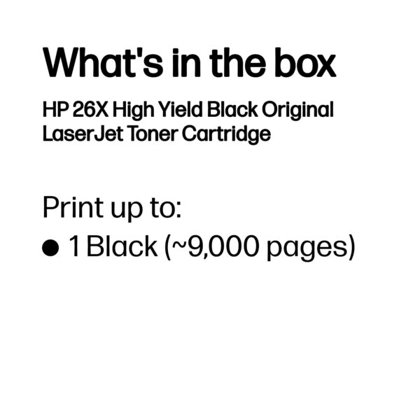 HP 26X High Yield Black Original LaserJet Toner Cartridge HP 26X High Yield Black Original LaserJet Toner Cartridge