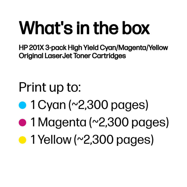HP 201X 3-pack High Yield Cyan/Magenta/Yellow Original LaserJet Toner