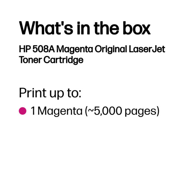HP 508A Magenta Original LaserJet Toner Cartridge HP 508A Magenta Original LaserJet Toner Cartridge