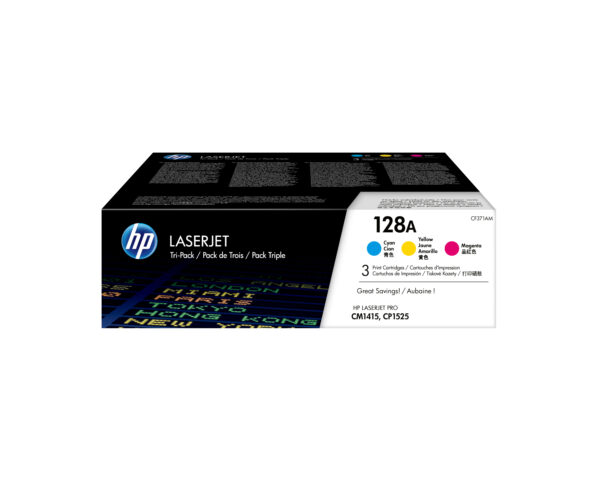 HP 128A 3-pack Cyan/Magenta/Yellow Original LaserJet Toner Cartridges HP 128A 3-pack Cyan/Magenta/Yellow Original LaserJet Toner Cartridges