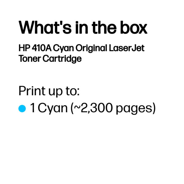 HP 410A Cyan Original LaserJet Toner Cartridge HP 410A Cyan Original LaserJet Toner Cartridge