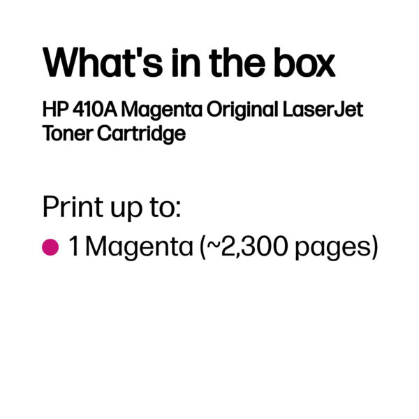 HP 410A Magenta Original LaserJet Toner Cartridge HP 410A Magenta Original LaserJet Toner Cartridge