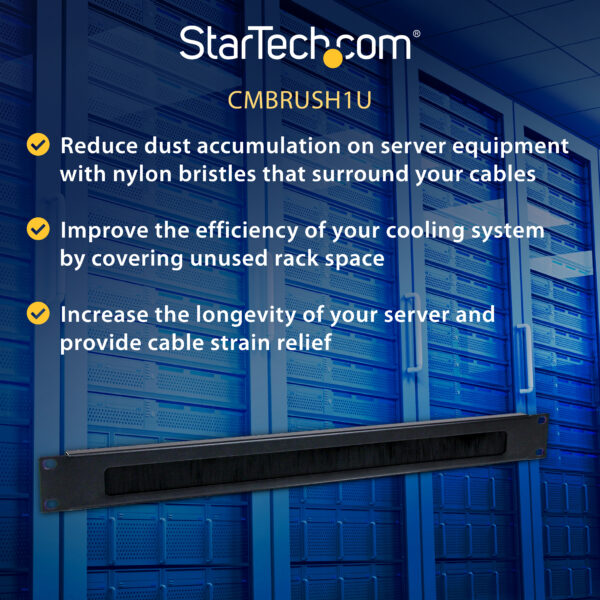 StarTech.com 1U High-density Brush Strip Cable Management Panel, StarTech.com 1U High-density Brush Strip Cable Management Panel,