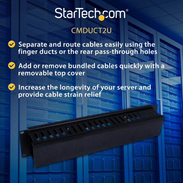StarTech.com Horizontal 2U Server Rack Cable Management Finger Duct StarTech.com Horizontal 2U Server Rack Cable Management Finger Duct