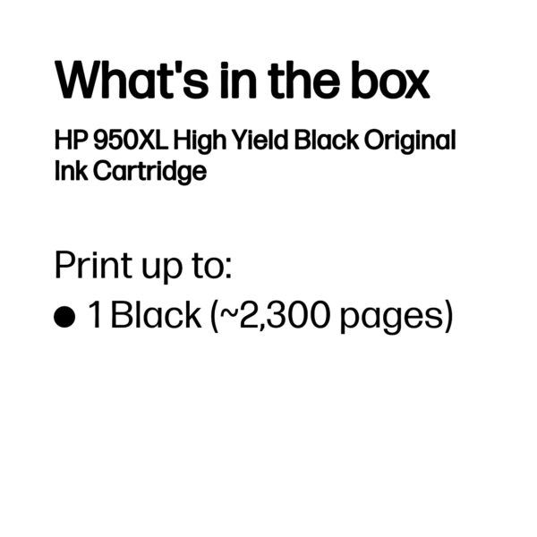 HP 950XL High Yield Black Original Ink Cartridge HP 950XL High Yield Black Original Ink Cartridge