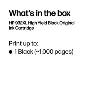 HP 932XL High Yield Black Original Ink Cartridge HP 932XL High Yield Black Original Ink Cartridge