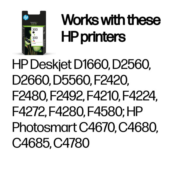HP 300 2-pack Black/Tri-color Original Ink Cartridges HP 300 2-pack Black/Tri-color Original Ink Cartridges