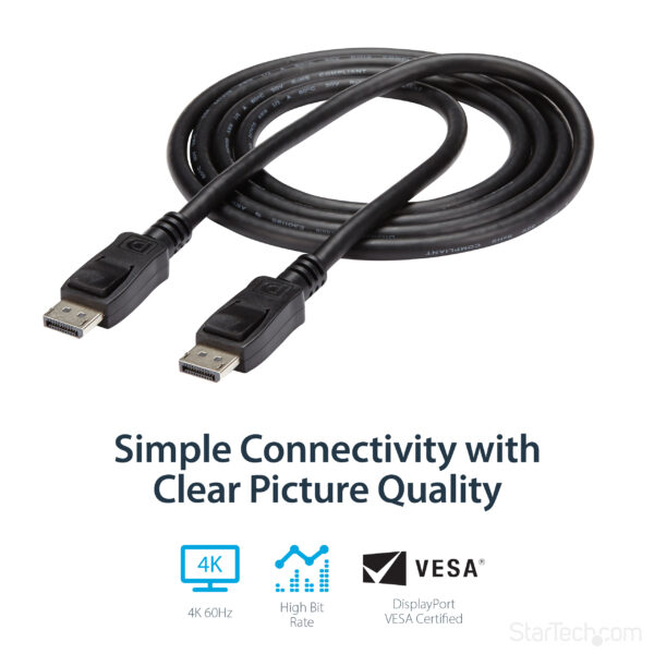 StarTech.com 6ft (2m) DisplayPort 1.2 Cable - 4K x 2K Ultra HD VESA StarTech.com 6ft (2m) DisplayPort 1.2 Cable - 4K x 2K Ultra HD VESA