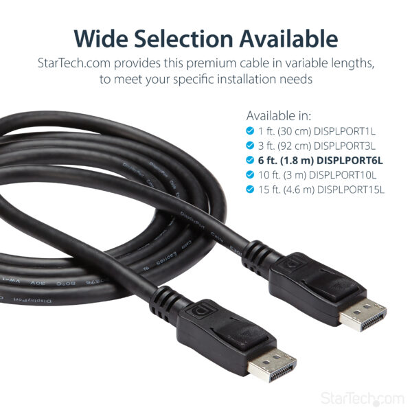 StarTech.com 6ft (2m) DisplayPort 1.2 Cable - 4K x 2K Ultra HD VESA StarTech.com 6ft (2m) DisplayPort 1.2 Cable - 4K x 2K Ultra HD VESA
