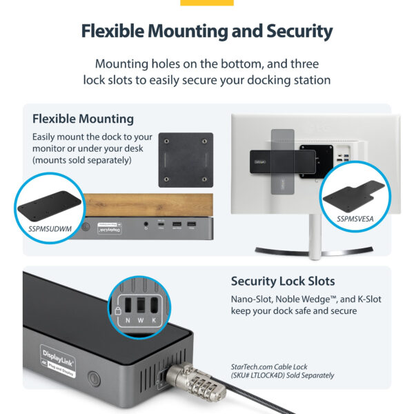 StarTech.com Triple-Monitor USB-C Docking Station, 140W Laptop