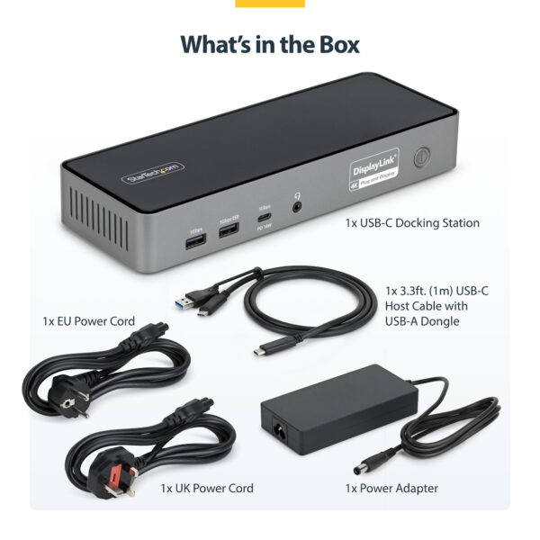 StarTech.com Triple-Monitor USB-C Docking Station, 140W Laptop