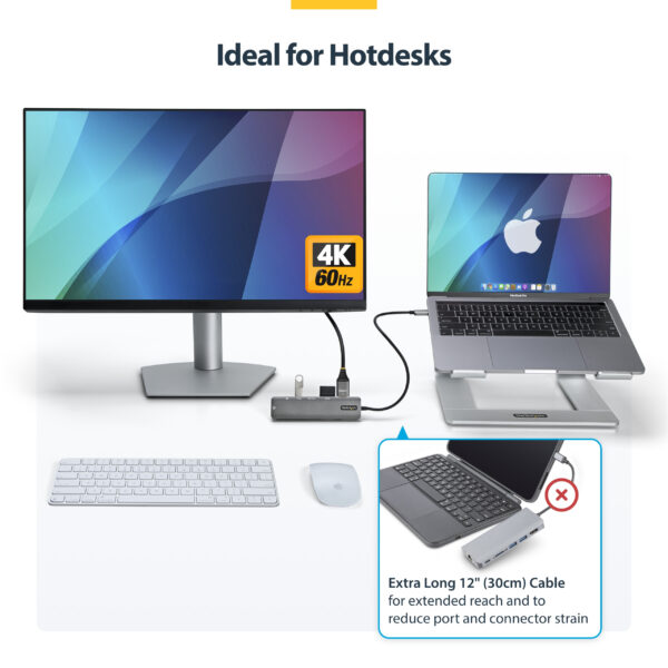 StarTech.com USB-C Multiport Adapter Hub, USB-C to 4K 60Hz HDMI,