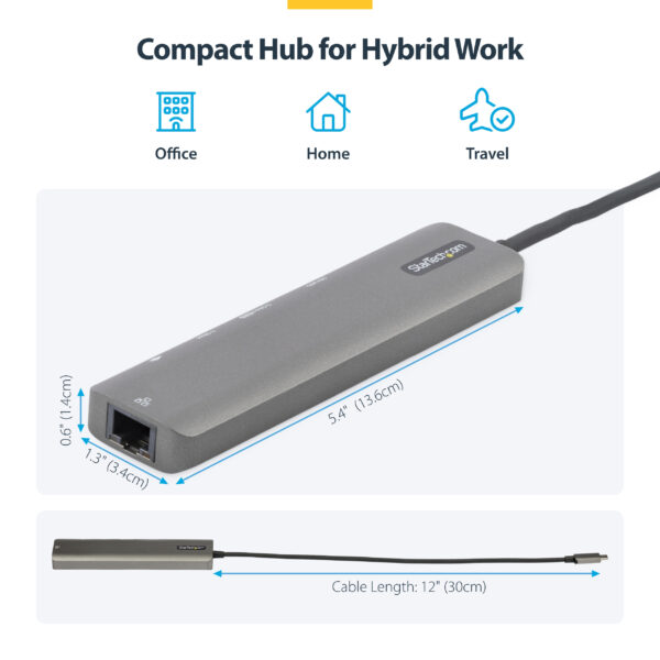 StarTech.com USB-C Multiport Adapter Hub, USB-C to 4K 60Hz HDMI,