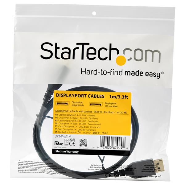 StarTech.com 1 m VESA Certified DisplayPort 1.4 Cable - 8K 60Hz HBR3 StarTech.com 1 m VESA Certified DisplayPort 1.4 Cable - 8K 60Hz HBR3
