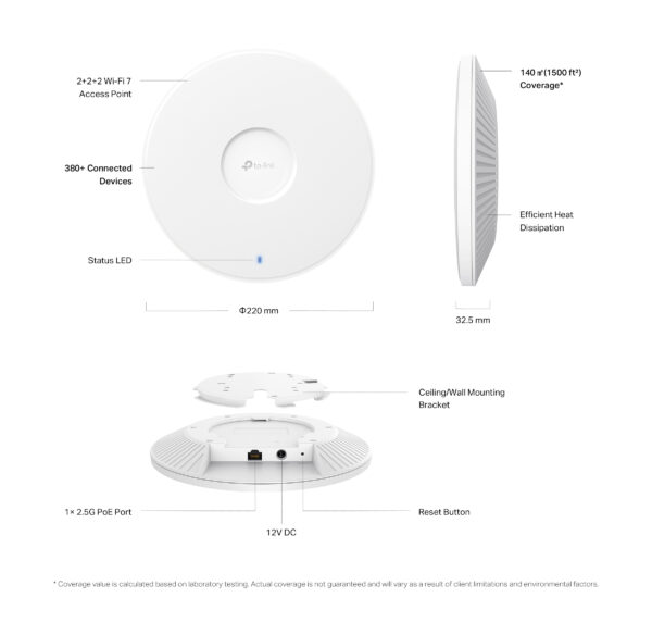TP-Link Omada BE9300 Ceiling Mount Tri-Band Wi-Fi 7 Access Point TP-Link Omada BE9300 Ceiling Mount Tri-Band Wi-Fi 7 Access Point