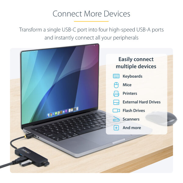 StarTech.com 4-Port USB-C Hub, 5Gbps, USB-C to 4x USB-A, Bus Powered, StarTech.com 4-Port USB-C Hub, 5Gbps, USB-C to 4x USB-A, Bus Powered,