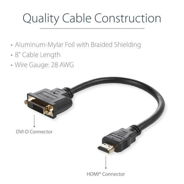 StarTech.com 8in HDMI to DVI-D Video Cable Adapter - HDMI Male to DVI StarTech.com 8in HDMI to DVI-D Video Cable Adapter - HDMI Male to DVI