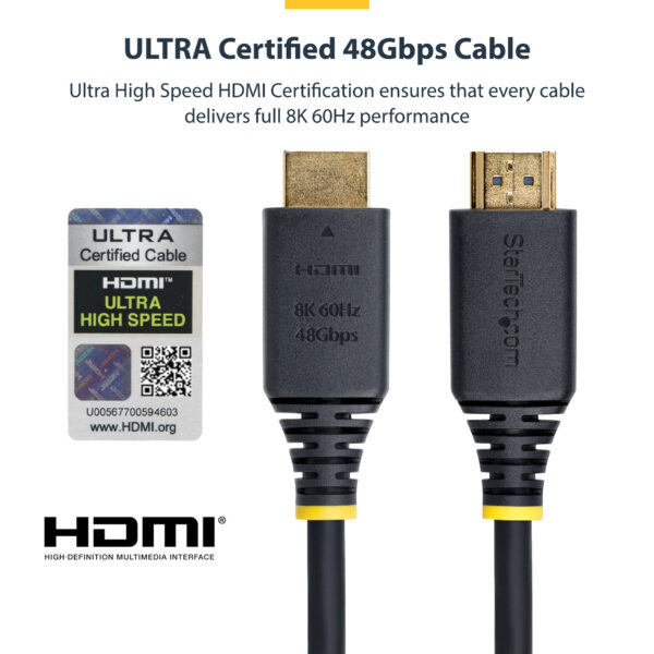 StarTech.com 1m (3ft) Certified Ultra High Speed HDMI Cable, 8K
