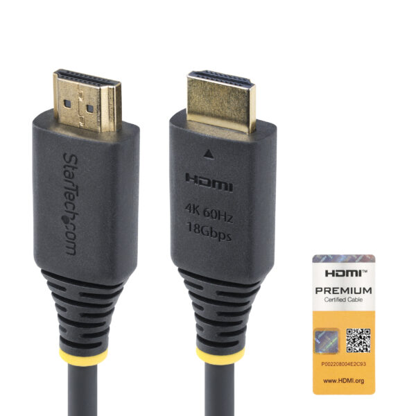 StarTech.com 1.6ft (50cm) Premium Certified High Speed HDMI Cable, 4K StarTech.com 1.5m (4.9ft) Premium Certified High Speed HDMI Cable, 4K