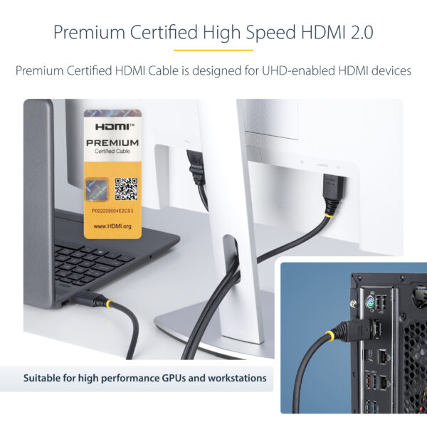 StarTech.com 1.6ft (50cm) Premium Certified High Speed HDMI Cable, 4K StarTech.com 1m (3.3ft) Premium Certified High Speed HDMI Cable, 4K