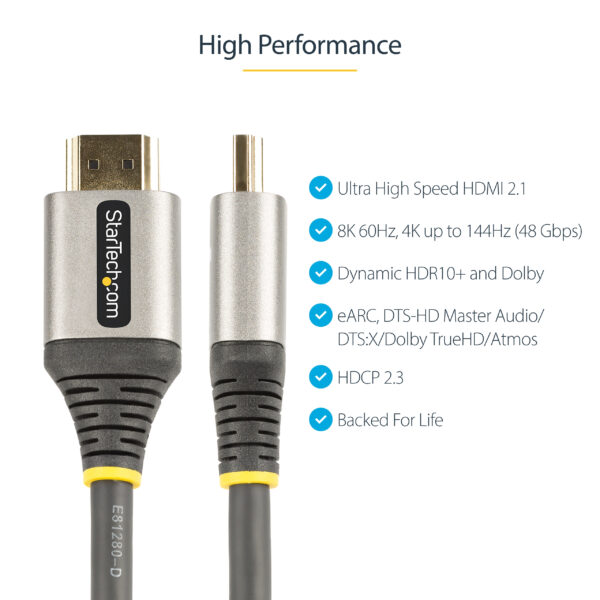 StarTech.com 10ft (3m) HDMI 2.1 Cable 8K - Certified Ultra High Speed StarTech.com 10ft (3m) HDMI 2.1 Cable 8K - Certified Ultra High Speed