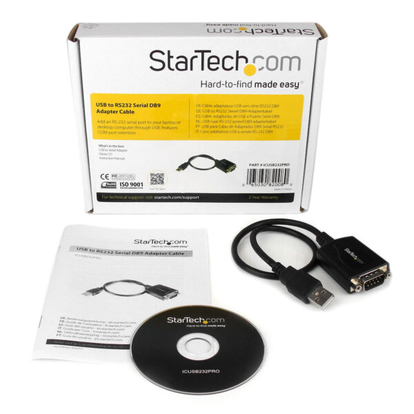 StarTech.com 1 ft USB to RS232 Serial DB9 Adapter Cable with COM StarTech.com 1 ft USB to RS232 Serial DB9 Adapter Cable with COM