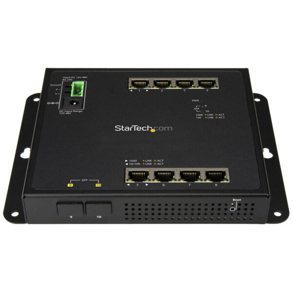 StarTech.com Industrial 8 Port Gigabit Ethernet Switch w/2 MSA SFP