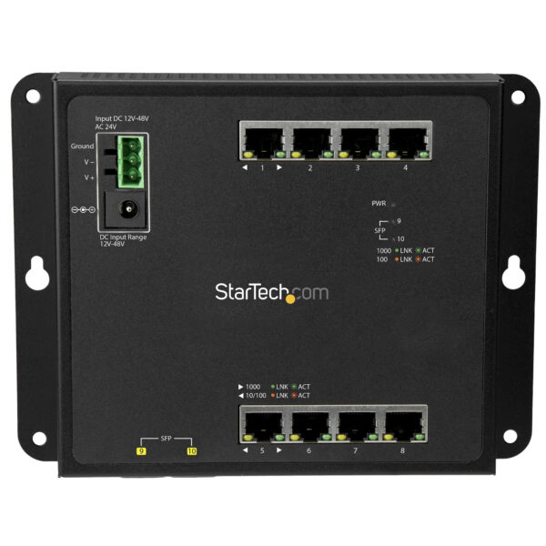 StarTech.com Industrial 8 Port Gigabit Ethernet Switch w/2 MSA SFP