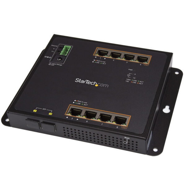 StarTech.com Industrial 8 Port Gigabit PoE+ Switch w/2 SFP MSA Slots StarTech.com Industrial 8 Port Gigabit PoE+ Switch w/2 SFP MSA Slots