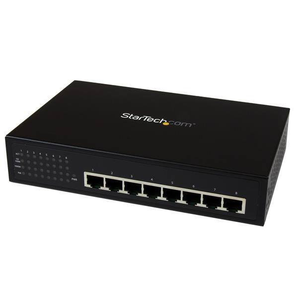 StarTech.com 8 Port Unmanaged Industrial Gigabit Power over Ethernet