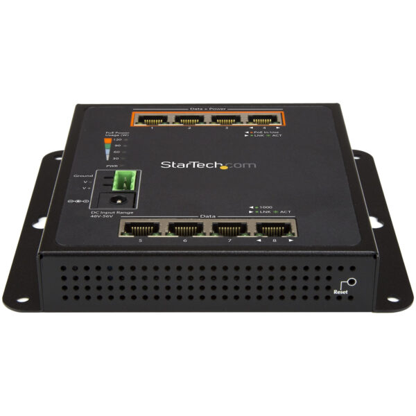 StarTech.com Industrial 8 Port Gigabit PoE Switch - 4 x PoE+ 30W