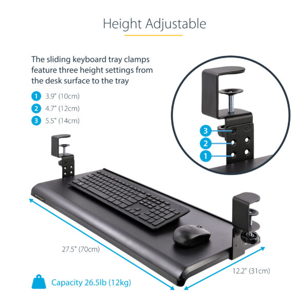 StarTech.com Under-Desk Keyboard Tray, Clamp-on Ergonomic Keyboard StarTech.com Under-Desk Keyboard Tray, Clamp-on Ergonomic Keyboard