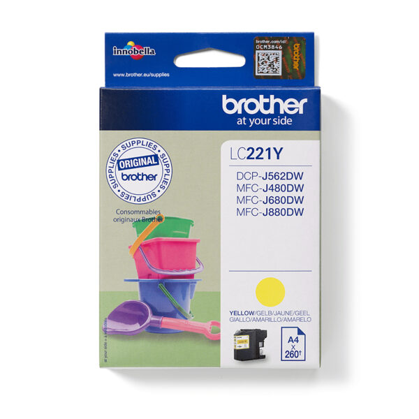 Brother LC221Y ink cartridge 1 pc(s) Original Yellow Brother LC221Y ink cartridge 1 pc(s) Original Yellow
