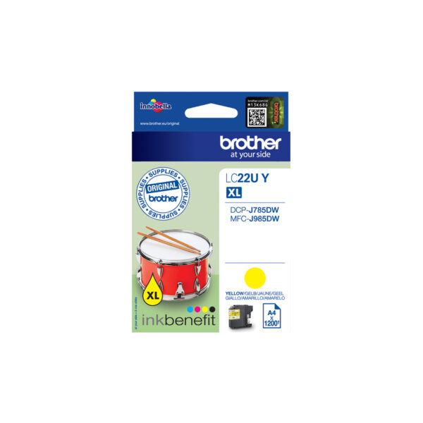 Brother LC22UY ink cartridge 1 pc(s) Original High (XL) Yield Yellow