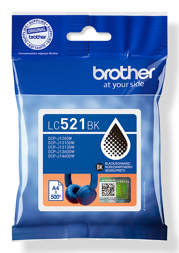 Brother LC521BK Genuine Ink Cartridge - Black Brother LC521BK Genuine Ink Cartridge - Black