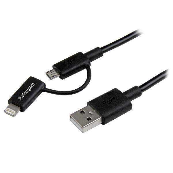 StarTech.com 1 m (3 ft.) 2 in 1 Charging Cable - USB to Lightning or