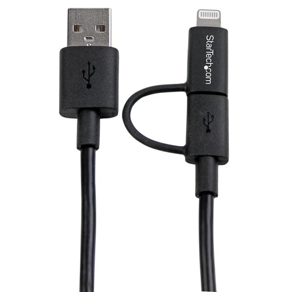 StarTech.com 1 m (3 ft.) 2 in 1 Charging Cable - USB to Lightning or