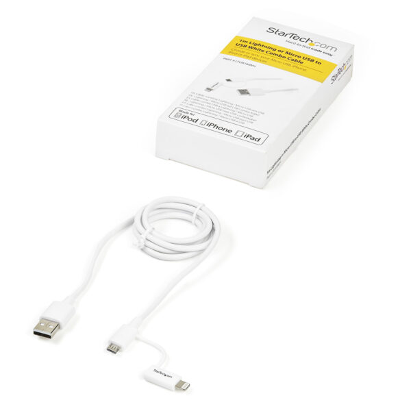 StarTech.com 1 m (3 ft.) 2 in 1 Charging Cable - USB to Lightning or