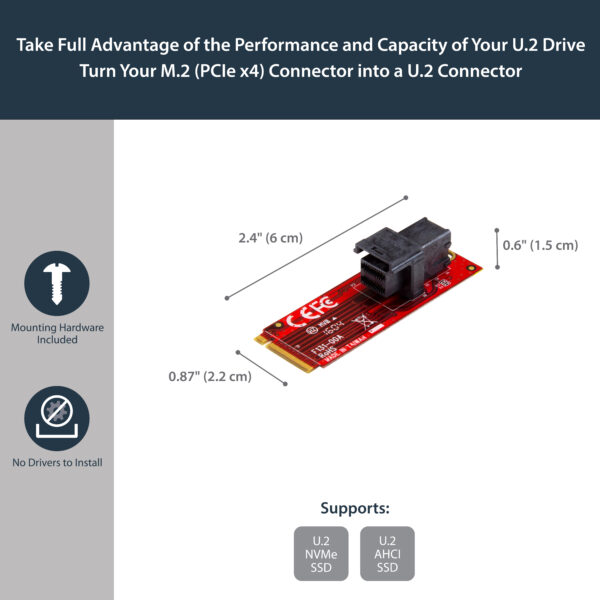 StarTech.com U.2 (SFF-8643) to M.2 PCI Express 3.0 x4 Host Adapter