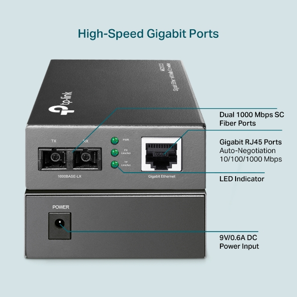 TP-Link Gigabit Single-Mode Media Converter TP-Link Gigabit Single-Mode Media Converter
