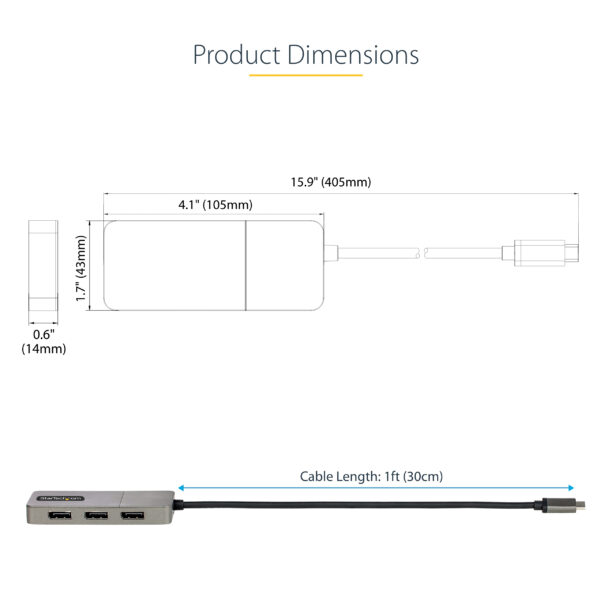 StarTech.com 3-Port USB-C Multi-Monitor Adapter, USB Type-C to 3x StarTech.com 3-Port USB-C Multi-Monitor Adapter, USB Type-C to 3x