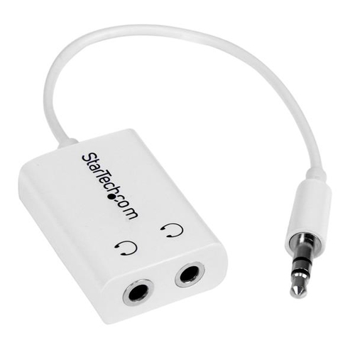 StarTech.com White Slim Mini Jack Headphone Splitter Cable Adapter